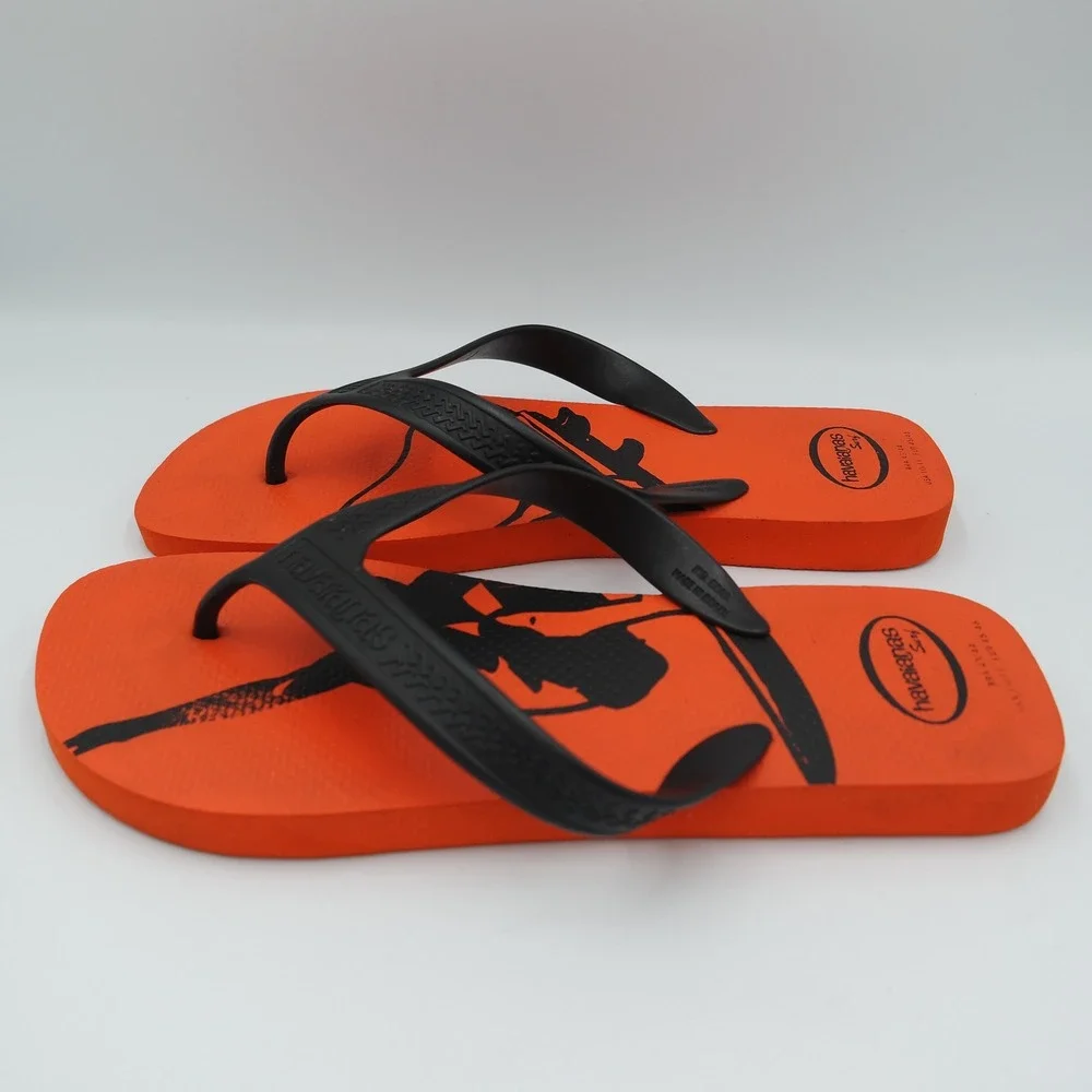 Havaianas Surf Mens Flip Flops Orange Black Surfer Graphic Sandals Size 10/11